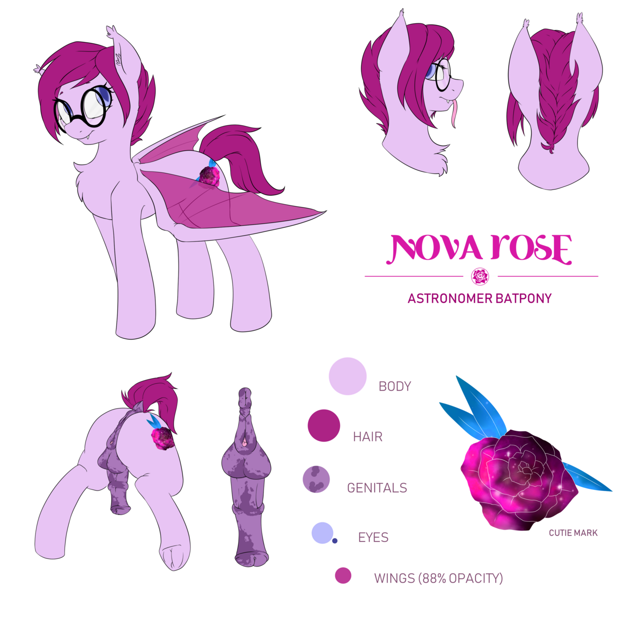 Nova Roses reference sheet (NSFW, flat color)