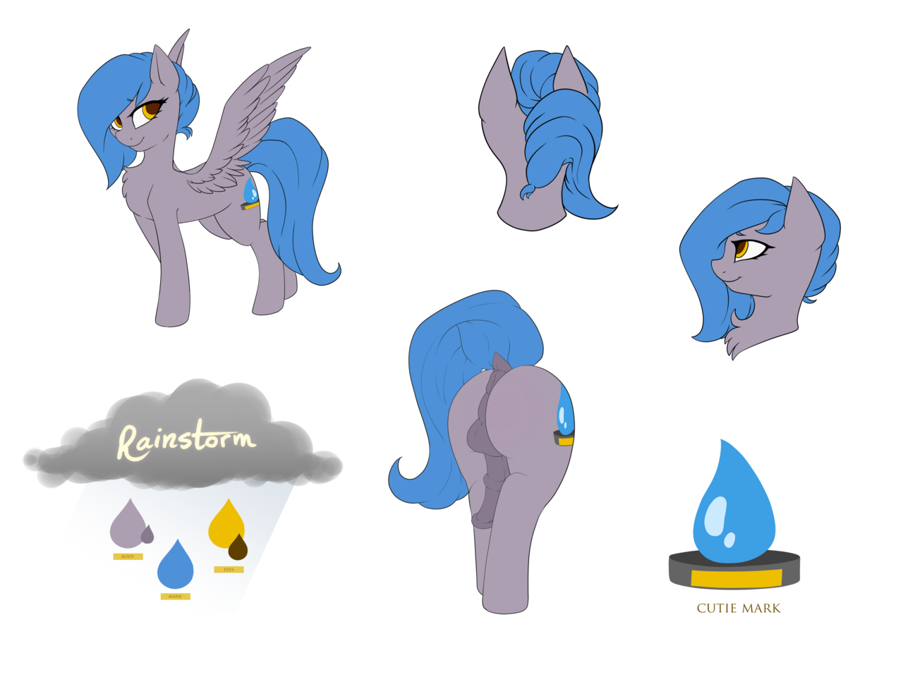 Rainstorms reference sheet (NSFW, flat color)